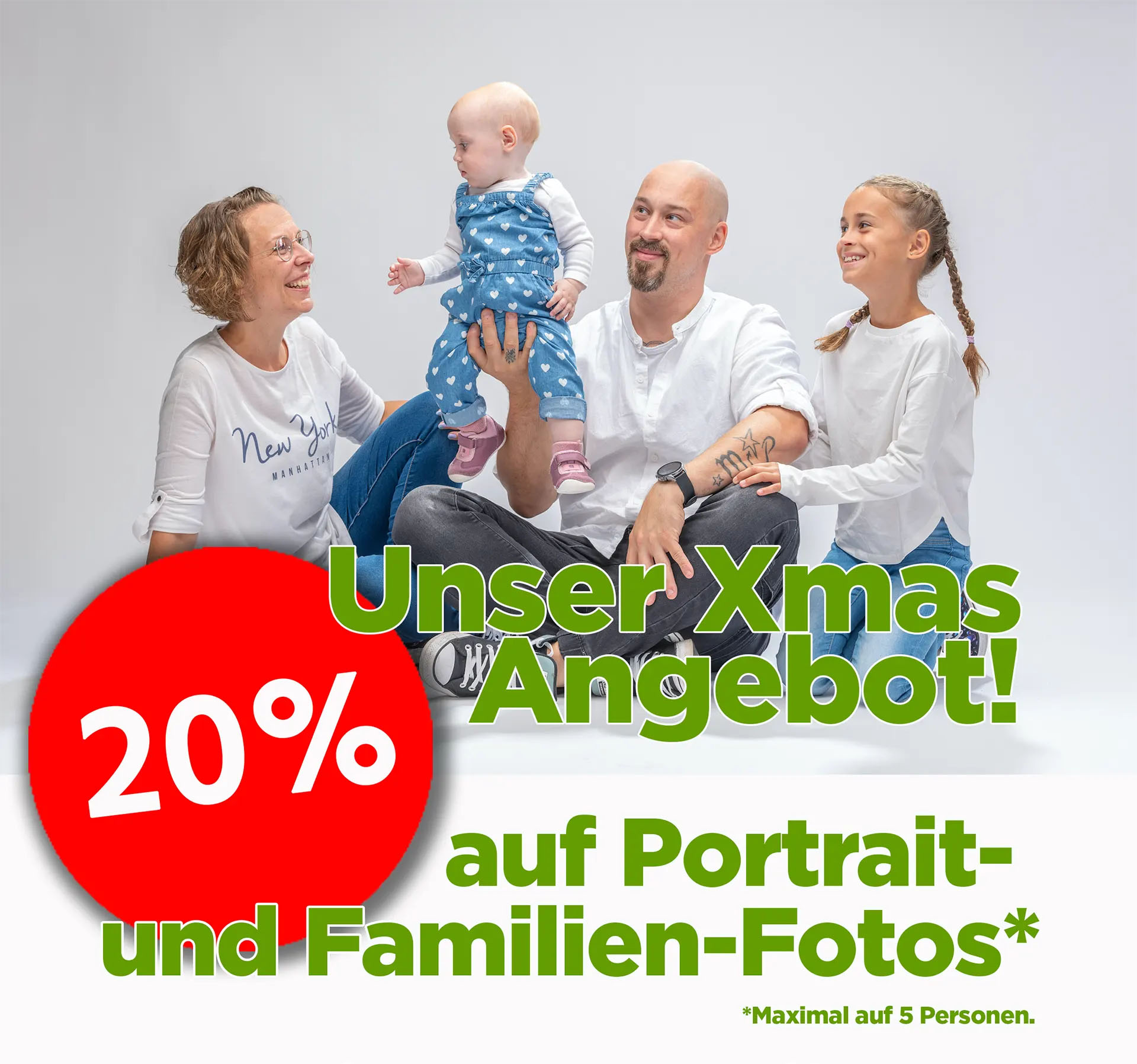 20% Xmas-Angebot auf Portrait- und Familien-Fotos